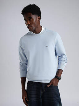 Tommy Hilfiger - Blue Solid Cotton Regular Fit Sweatshirt