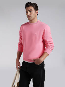 Tommy Hilfiger - Pink Solid Cotton Regular Fit Sweatshirt