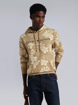 Tommy Hilfiger - Brown Printed Cotton Regular Fit Hoodie