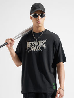 HIGHLANDER - Black Graphic Cotton Oversized Fit T-Shirt