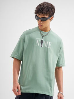 HIGHLANDER - Green Graphic Cotton Oversized Fit T-Shirt