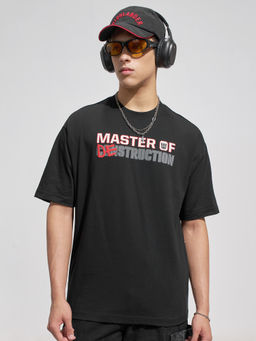 HIGHLANDER - Black Graphic Cotton Relaxed Fit T-Shirt