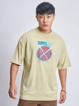 HIGHLANDER - Cream Graphic Cotton Oversized Fit T-Shirt