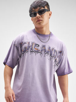 HIGHLANDER - Purple Graphic Cotton Relaxed Fit T-Shirt