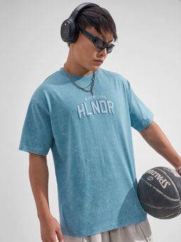 HIGHLANDER - Blue Graphic Cotton Relaxed Fit T-Shirt