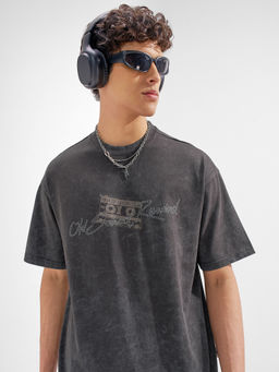 HIGHLANDER - Brown Graphic Cotton Relaxed Fit T-Shirt