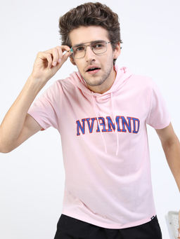 HIGHLANDER - Pink Printed Polyester Slim Fit T-Shirt
