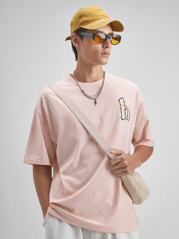 HIGHLANDER - Pink Graphic Cotton Oversized Fit T-Shirt