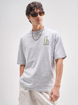 HIGHLANDER - Blue Graphic Cotton Oversized Fit T-Shirt