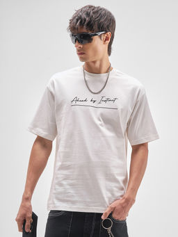HIGHLANDER - White Graphic Cotton Relaxed Fit T-Shirt