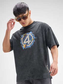 HIGHLANDER - Black Graphic Cotton Oversized Fit T-Shirt