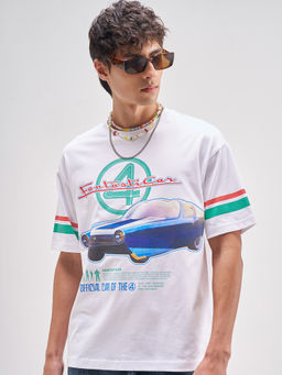 HIGHLANDER - White Graphic Cotton Relaxed Fit T-Shirt