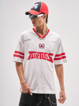 HIGHLANDER - White Graphic Cotton Oversized Fit T-Shirt