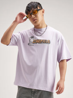 HIGHLANDER - Lavender Graphic Cotton Blend Oversized Fit T-Shirt