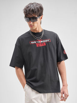 HIGHLANDER - Black Graphic Cotton Oversized Fit T-Shirt