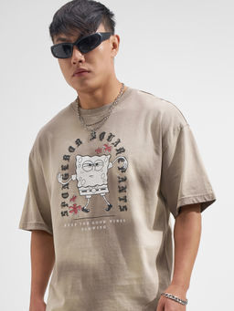 HIGHLANDER - Brown Graphic Cotton Oversized Fit T-Shirt