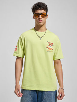 HIGHLANDER - Green Graphic Cotton Relaxed Fit T-Shirt