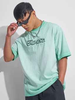 HIGHLANDER - Teal Graphic Cotton Blend Oversized Fit T-Shirt