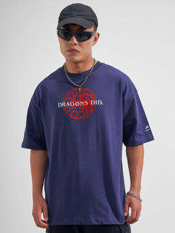 HIGHLANDER - Purple Graphic Cotton Oversized Fit T-Shirt