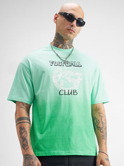 HIGHLANDER - Green Graphic Cotton Oversized Fit T-Shirt