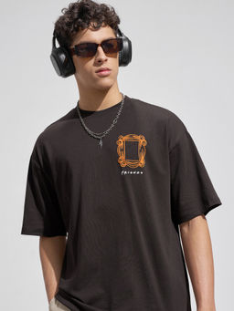 HIGHLANDER - Brown Graphic Cotton Oversized Fit T-Shirt