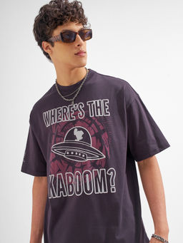 HIGHLANDER - Purple Graphic Cotton Oversized Fit T-Shirt