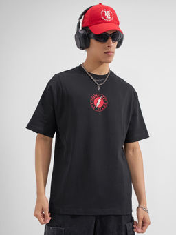 HIGHLANDER - Black Graphic Cotton Relaxed Fit T-Shirt