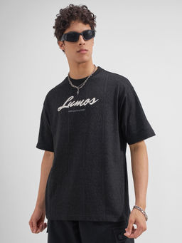 HIGHLANDER - Black Graphic Cotton Relaxed Fit T-Shirt