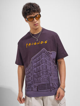 HIGHLANDER - Purple Graphic Cotton Relaxed Fit T-Shirt