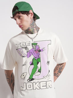 HIGHLANDER - White Graphic Cotton Blend Oversized Fit T-Shirt