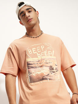 HIGHLANDER - Coral Graphic Cotton Blend Relaxed Fit T-Shirt
