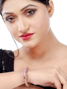 Saraf RS Jewellery - Rose Gold plated Pink American Diamond stylish Handcrafted Bracelet (Onesize)