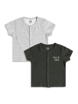 MINI KLUB - Baby Boys Printed and Ribbed Front Open Vests (Pack of 2)