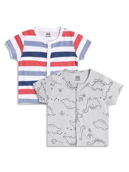 MINI KLUB - Baby Boys Striped and Dinosaur Print Front Open Vests (Pack of 2)