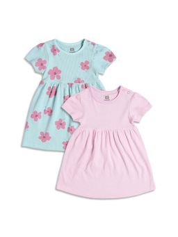 MINI KLUB - Baby Girls Floral Print and Striped Dress - Multi-Color (Pack of 2)