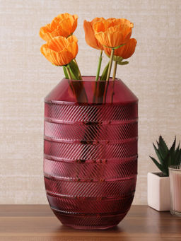 HomeTown - Belize Glass Modern Vase in Pink Colour