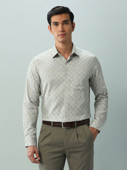 Arrow - Geometric White Full Sleeves Collar Neck Shirt