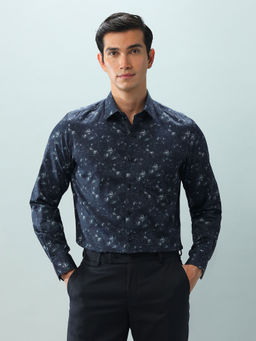 Arrow - Floral Dark Blue Full Sleeves Collar Neck Shirt