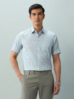 Arrow - Floral Blue Half Sleeves Collar Neck Shirt