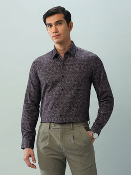 Arrow - Floral Purple Full Sleeves Collar Neck Shirt