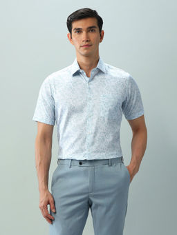 Arrow - Floral Blue Half Sleeves Collar Neck Shirt