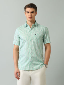 Arrow Sports - Floral Green Half Sleeves Collar Neck Shirt