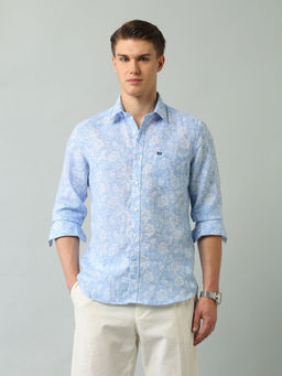 Arrow Sports - Floral Blue Full Sleeves Collar Neck Shirt