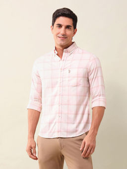 U.S. POLO ASSN. - Checks Pink Full Sleeves Collar Neck Shirt