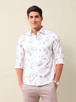 U.S. POLO ASSN. - Floral White Full Sleeves Collar Neck Shirt