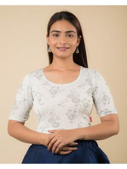 BINDIGASM'S ADVI - Varuna Ivory Gold Metallic Embellished Dori Tassel Back Stretchable Blouse