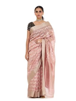 SARI KI ALMARI - Chevvi Pink Woven Saree with Blouse Piece