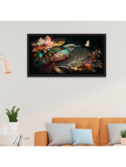 Dekorstation - Colorful Bird with Flowers Branch Floating Canvas Wall Painting
