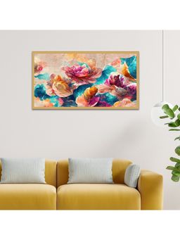 Dekorstation - Elegant Bright Flowers Floating Canvas Wall Painting