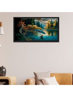 Dekorstation - Vintage Landscape Forest Lake Floating Canvas Wall Painting